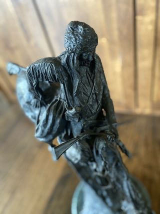 The Mountain Man by Frederic Remington 1980’s? Recast Bronze Large Marble Base 5