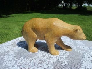 Vintage Hand - Carved Wood Bear Figure