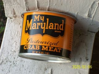 My Maryland Brand 1 Lb Crab Meat Tin W/ Lid Can Not Oyster Crisfield Md