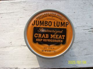 MY MARYLAND BRAND 1 LB CRAB MEAT TIN w/ Lid CAN NOT OYSTER Crisfield MD 2