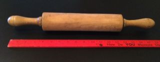Vintage Old Wood Rolling Pin Primitive Hand Carved Solid One Piece 18 " Long