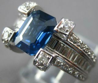 3.  09ct Diamond & Aaa Sapphire 14k White Gold Emerald Cut & Round Engagement Ring
