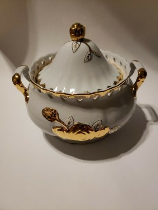 Vintage Soup Tureen Porcelain With Gold Roses
