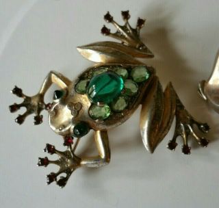 Alfred Philippe Vintage Crown Trifari Sterling Jelly Belly Frog Brooch Colors