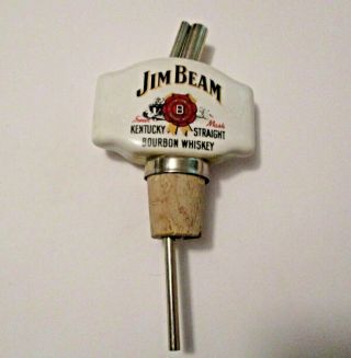 Vintage Jim Beam Bourbon Whiskey Advertising Porcelain Bottle Pourer L@@k