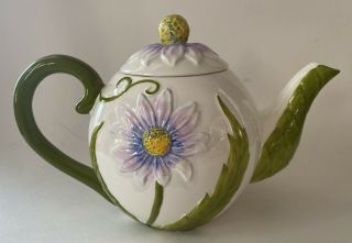 Bella Casa By Ganz Teapot - Daisy Floral Pattern 6 1/2” Tall