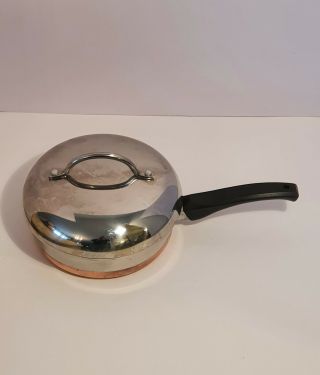 Vintage Sears Copper Bottom Stainless Steel 8” Skillet Fry Pan With Lid