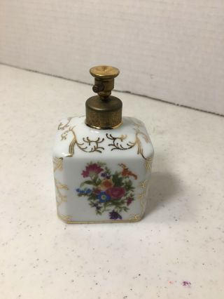 An Irice White & Flowered Perfume Bottle Germany Hand Painted