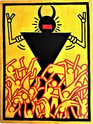 Acrylic On Canvas By Keith Haring 1980