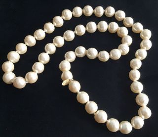Vintage Chanel Signed Large Long Baroque Faux Pearl Necklace Classic Rope Opera