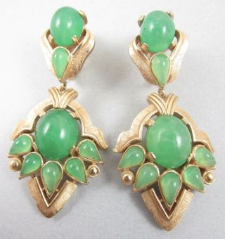 Alfred Philippe For Trifari “jewels Of India” Dangling Faux Chrysoprase Earrings