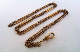Extremely Rare 9ct Gold Georgian Fancy Link Long Guard Chain C1829 13.  17 Grams