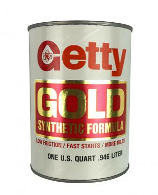 Getty Gold Synethetic Formula Quart Size Oil Can Coin Bank