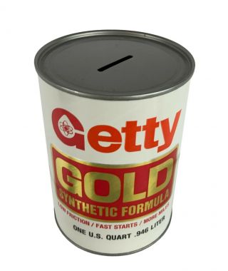 Getty Gold Synethetic Formula Quart Size Oil Can Coin BANK 2