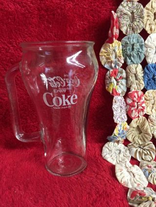Vintage Coca Cola Clear Glass With Handle Libbey Canada Mug Enjoy Coke White