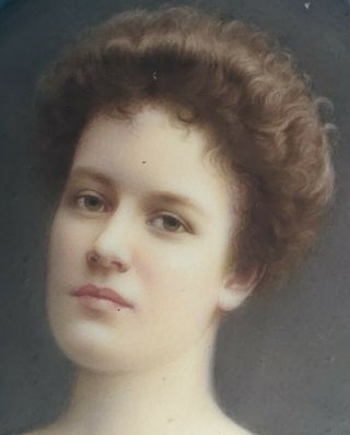 Antique Kpm Miniature Oil Portrait Of Lady By Franz Till,  Sgd,  Porcelain