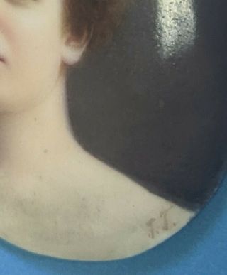 Antique KPM Miniature Oil Portrait of Lady by Franz Till,  Sgd,  Porcelain 2