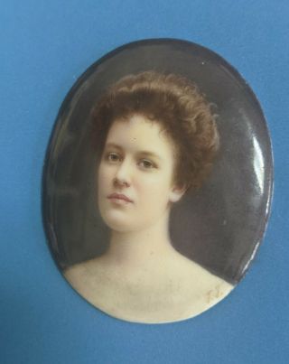 Antique KPM Miniature Oil Portrait of Lady by Franz Till,  Sgd,  Porcelain 3