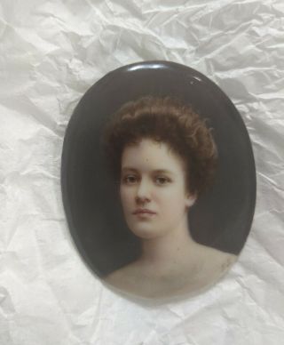 Antique KPM Miniature Oil Portrait of Lady by Franz Till,  Sgd,  Porcelain 4