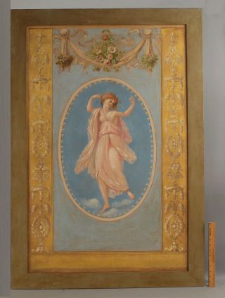 Large Antique 19thc Victorian Architectural Oil Painting Neoclassical Woman,  Nr