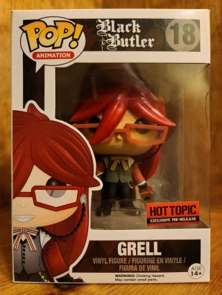 Funko Pop Black Butler: Grell 18.  Vaulted,  Hot Topic Pre - Release Exclusive