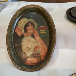 Drink Coca Cola Betty Tip Tray Passaic Metal Ware,  Litho Usa 1914 Victorian Lady