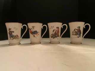 Vintage Gorham A Boy And His Dog Norman Rockwell Limited Edition Cup Set Of 4