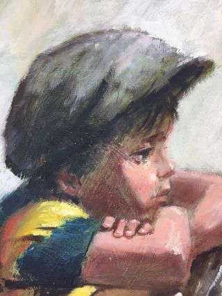 Signed Barry LEIGHTON JONES Oil Painting URCHIN CHILD w DOG,  30 x 24 2