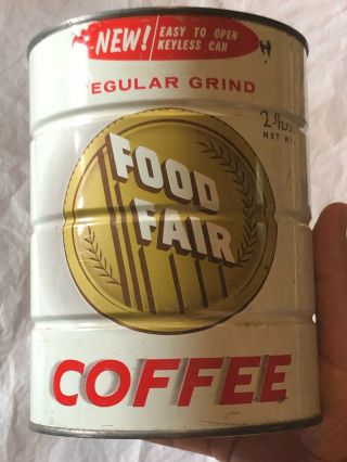 Vintage 2 Lb Food Fair Coffee Can