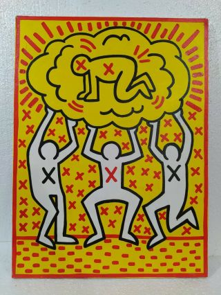 Keith Haring Acrylic On Canvas Signed On The Reverse 1987 Painting