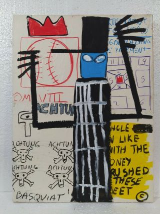 Jean - Michel Basquiat Mixed Media On Canvas 1983 With Frame In