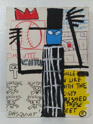 JEAN - MICHEL BASQUIAT MIXED MEDIA ON CANVAS 1983 WITH FRAME IN 2