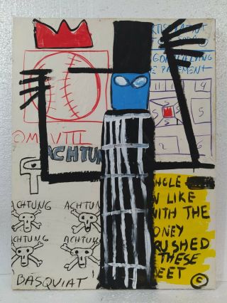 JEAN - MICHEL BASQUIAT MIXED MEDIA ON CANVAS 1983 WITH FRAME IN 3