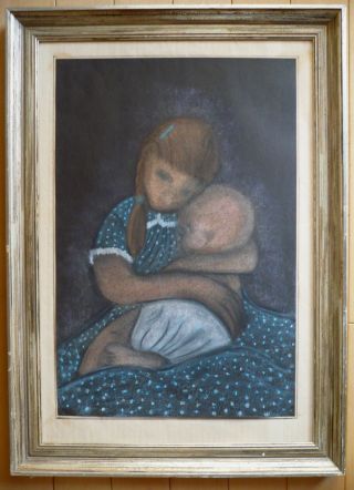 MIXED MEDIA MYSTERY FIGURAL,  Woman with Baby MODERN EXPRESSIONIST VINTAGE ART 2