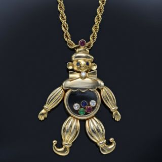 Chopard 18k Yellow Gold Happy Diamond & Gemstone Clown Pendant Necklace 32.  4 Gr
