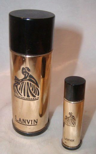 Two Empty Lanvin Perfume Bottles 4 - 1/4 " Tall And 2 - 1/2 " Tall
