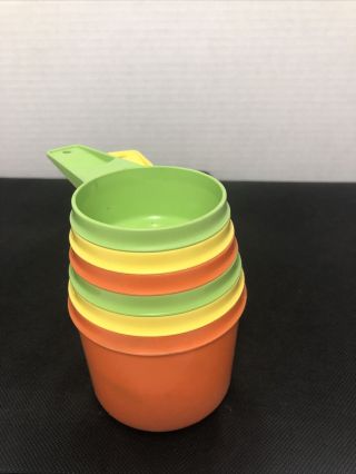 Vintage Tupperware Multi Colored Measuring Cup Set Of 6,