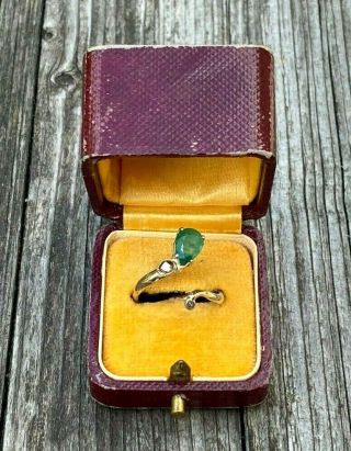 Antique Imperial Russian 14k 56 Пo Gold Rose Cut Diamonds & Emerald Ring Author