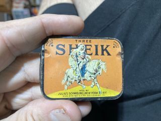 Sheik Condom Tin Vintage 1931 Colorful Desert Graphics Advertising Three Protect