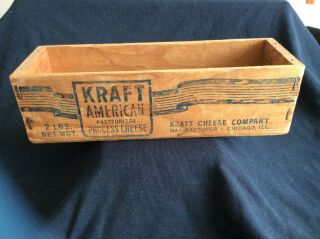 Vintage Antique Wood Kraft American Pasteurized Cheese Crate Wooden Box