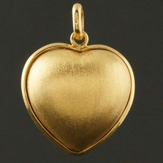 Italian Multi - Tone Solid 18K Gold Woven Puff Heart Charm,  Two Sided Pendant 2
