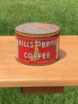 Vintage Hills Bros 16 Ounce Coffee Tin / Can