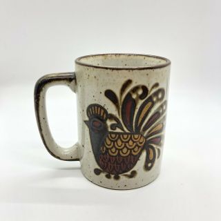 Vintage Otagiri Speckled Stoneware Coffee Mug Mid Century Mcm Bird Quail Peacock