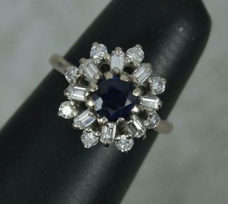 Vintage 18ct White Gold Sapphire And Diamond Snowflake Cluster Ring
