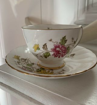 Vintage Royal Taunton Flowered Tea Cup & Saucer Bone China - Made In England