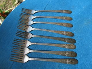 8 Wm Rogers Is Triumph Grille Forks 7 7/8 " Xtra Plate Silverplate 1941