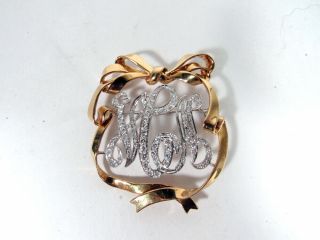 Vintage Van Cleef & Arpels 18k Gold & Diamonds Monogrammed Pin Brooch