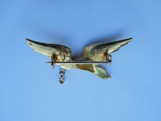 French Art Nouveau 18K Gold Diamonds Platinum Great Egret Bird Pendant Brooch 4
