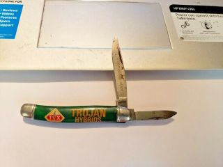 Vintage Trojan 2 Blade Pocket Knife; Seed Co Advertisement