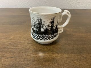 Vintage Mustache Cup With Ship